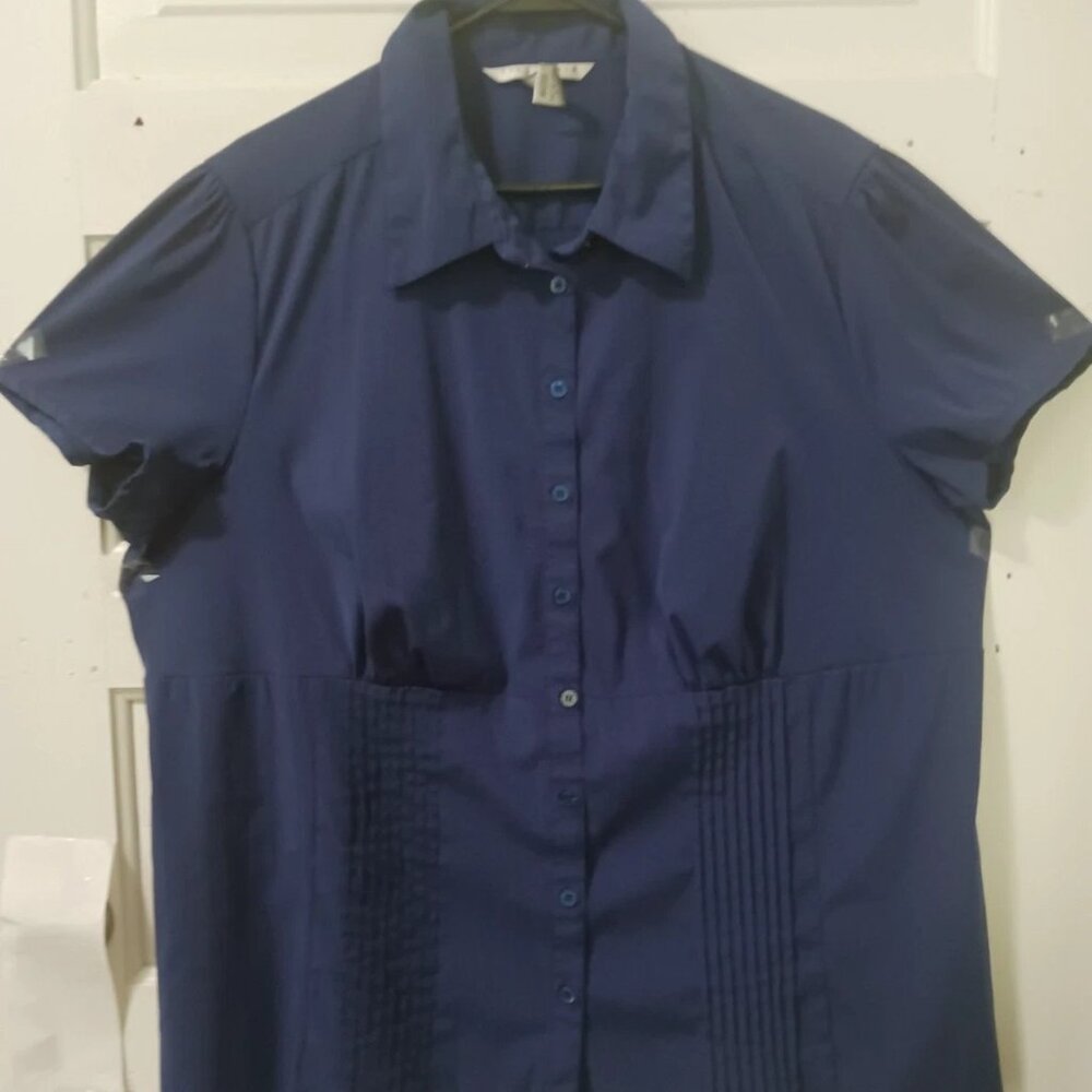 Fred David Womans Violet Purple Stretch Button Down Shirt Plus Sz Blouse 22/24W